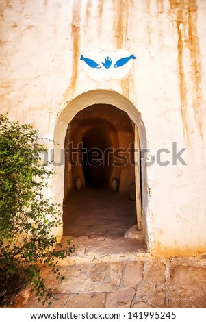 Matmata, Tunisia. The largest region of the troglodyte communities. One of many dwellings, entrance Hall.