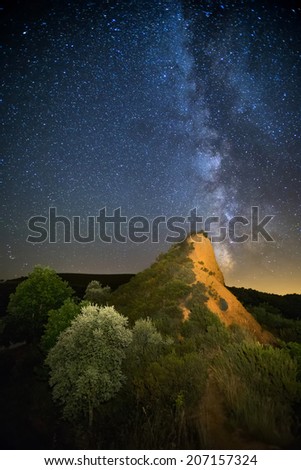 Milky Way in Las Medulas, ancient Roman mines, UNESCO, Leon, Spain