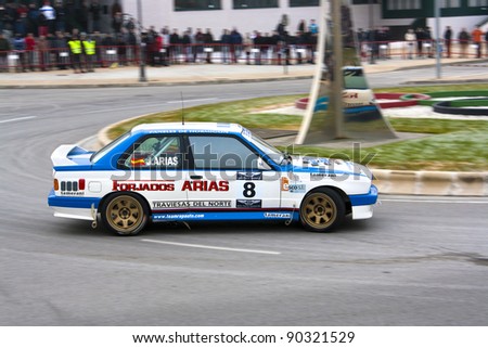PONFERRADA, SPAIN - DECEMBER 19 : Spanish driver Javier Arias whit BMW M3 e30, races in Race of Champions, on December 19, 2010 in Ponferrada, Spain