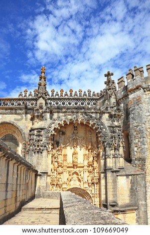 Palace of the Knights Templar in Tomar. Beautifully preserved and restored monument of medieval architecture. Portugal