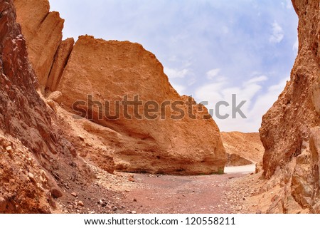 Picturesque tourist route in stone desert at Red sea. Israel