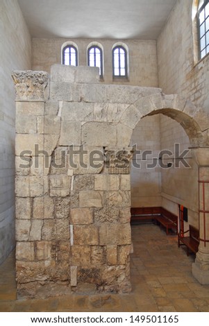 Part of the ancient stone walls of the Roman period in the Russian Compound in Jerusalem