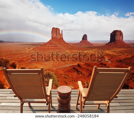 Red sandstone in the valley of the Navajo. Famous rock - \