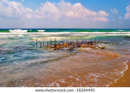 Light sea surf on an empty shore