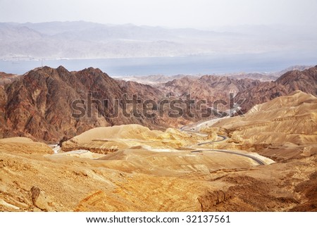 Twisting road to mountains of Red sea