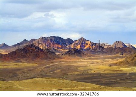 Magnificent landscape. Desert Sinai in the beginning of winter