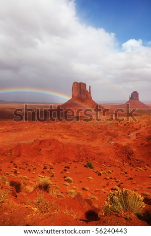 The grand landscape of Monument Valley. Famous \