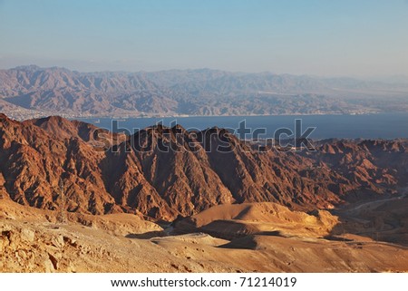 Abrupt and dangerous road to mountains of Eilat. Coast of Red sea