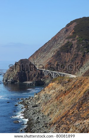 Majestic bridge on the coastal highway Pacific Ocean