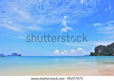 The Islands in Thailand, April. The wonderful beach and spectacular islands. Azure warm water and white sand