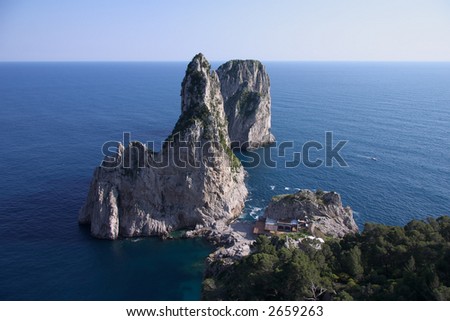 stock photo View of Il Faraglioni from Ana Capri