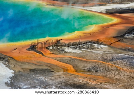 Detail view of Grand Prismatic spring in Yellowstone NP, Wyoming, USA
