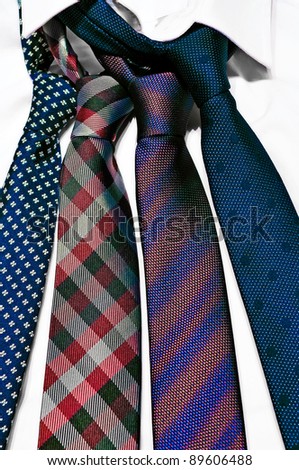 Neck ties in a white shirt