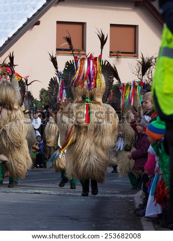 SLOVENIA - FEBRUARY 15: Famous carnival parade called Pust - 40 ZACOPRANIH with hundreds of traditional and modern masks on February 15, 2015 in Butale, Cerknica, Slovenia.