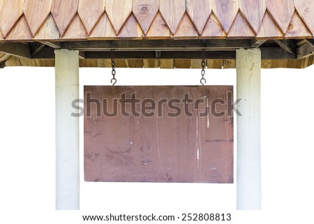 empty wooden sign on white background.