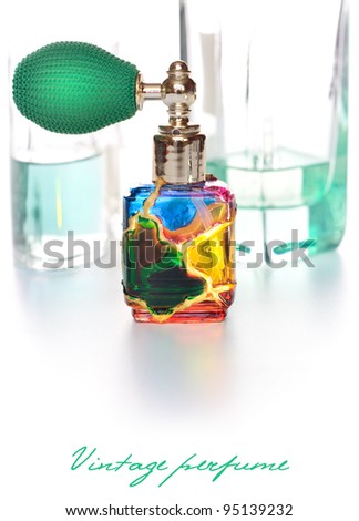 Vintage perfume bottle in venetian glass style.