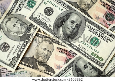The heap of US dollars as background