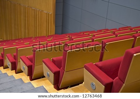 Rows of seats of a theater or functional hall