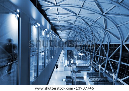 The design architecture at the airport in blue tune