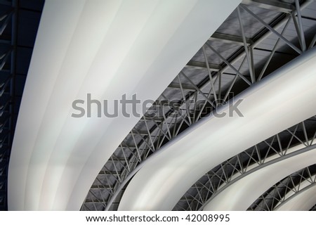 The interior design architecture at the airport, the structure of ceiling