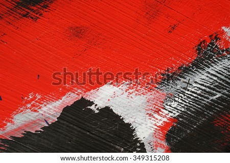 Yellow,black, blue and red   acrylic paint  on a dusty old metal fence - Textured abstract multicolor  background - Close up 2