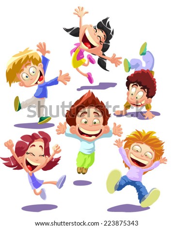 Happy jumping kids