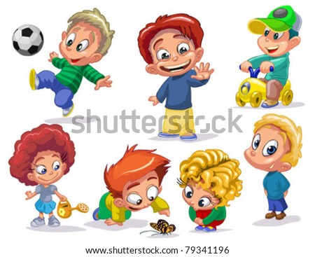 stock vector : characters funny kids on a white background