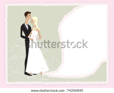 stock vector A cute wedding design featuring a bride and groom