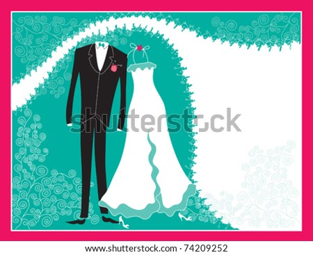 stock vector A whimsical turquoise and pink wedding design