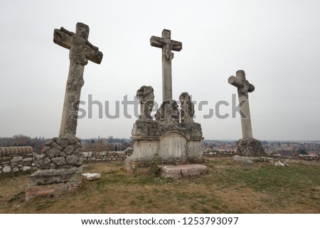 Crosses on the hill sculptures damaged over the years