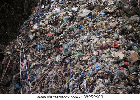 Big pile of garbage at a waste processing plant