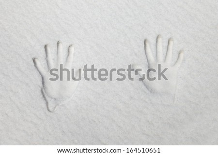 Snow with a pair of handprints
