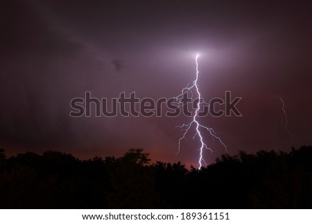 Lightning strikes from the evening sky