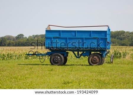 Tractor trailer on the agricultural fields