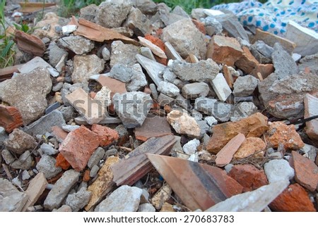 A pile of broken bricks