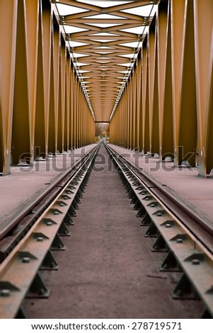 Railway bridge with steel grid structure