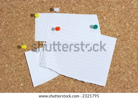 Messageboard with papers. Add your own text