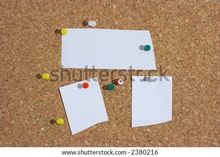 Papers pinned to a board. Add your own text
