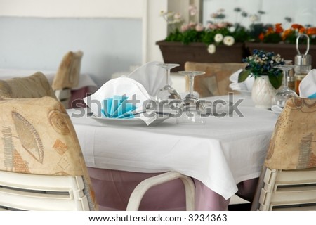 Clean table set in a restaurant