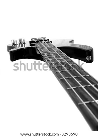 Black bass guitar isolated on white