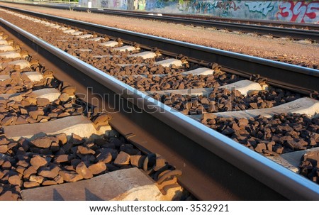 Closeup of a railway track from low angle
