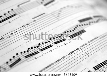 Closeup of a piece of music score (shallow DOF)