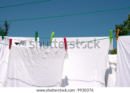 Drying clothes on a rope