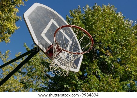 Basketball dunk from low angle