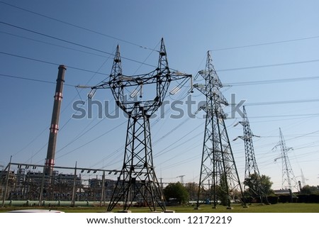 Power plant and high voltage electric lines