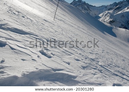 Steep slope covered by fresh snow
