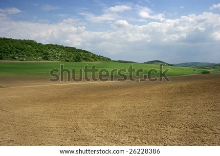 Agricultural field in a hilly area