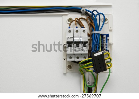 House Electrical Wiring on Electric Wiring And Fusebox In A House Stock Photo 27569707