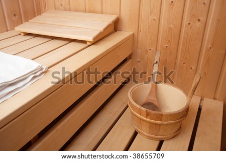Interior of a finnish wooden sauna