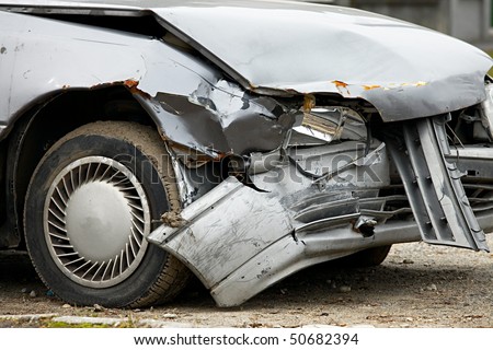 Front part of a crashed car wreck